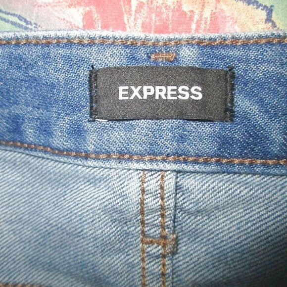 Express 90s Ankle Boot Jeans Size 10 High Rise Ankle Ripped Distressed Denim NEW - Picture 6 of 12